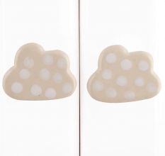 Cream White Dot Cloud Ceramic Drawer Knob